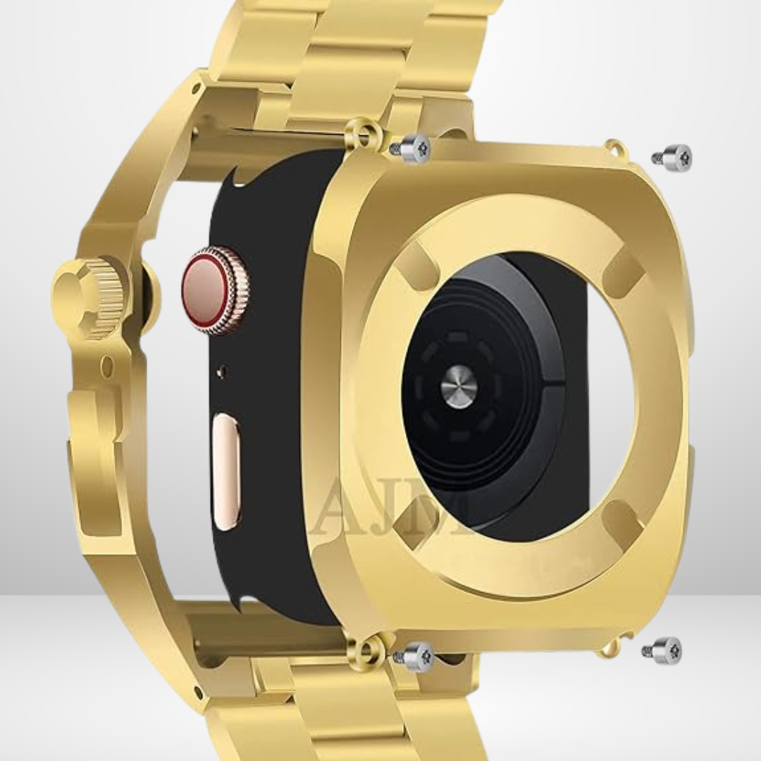 Luxury Retrofit Stainless Steel Kit for iWatch Gold Color 44/45 MM